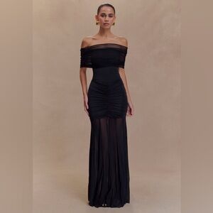 Meshki Black Strapless Evening Gown